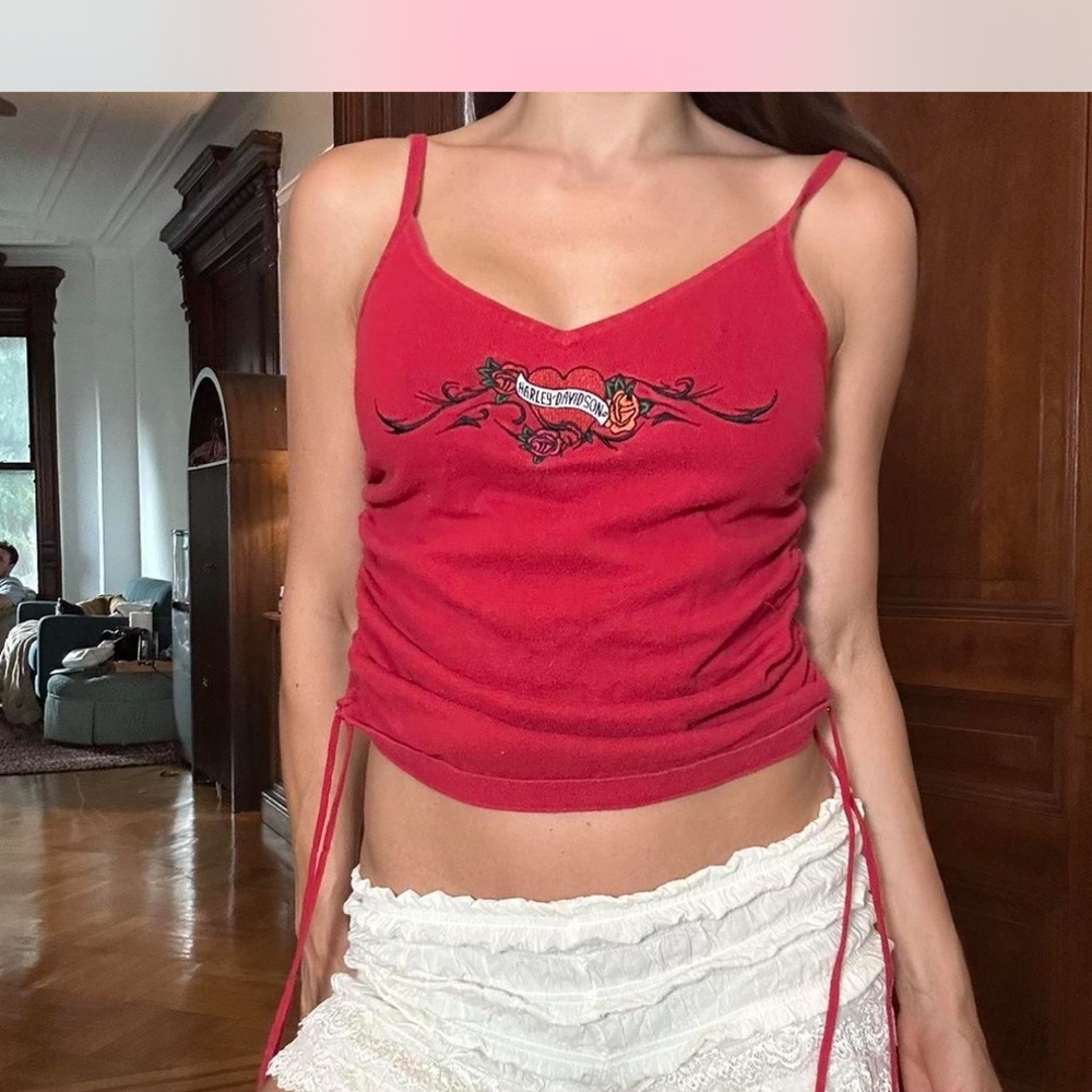 Red Harley Davidson Tank with Ruching